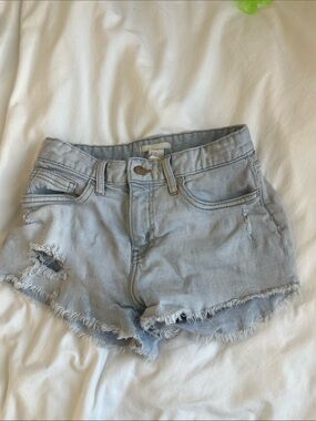 H&M Light Blue Frayed Denim Shorts